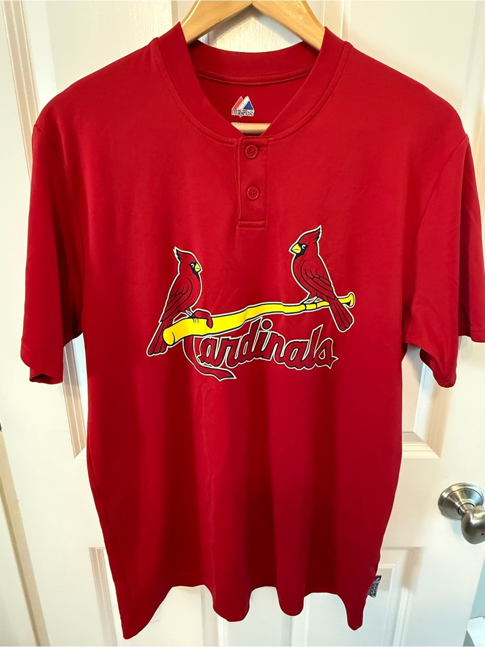 St. Louis Cardinals Red Henley Graphic Baseball Shirt